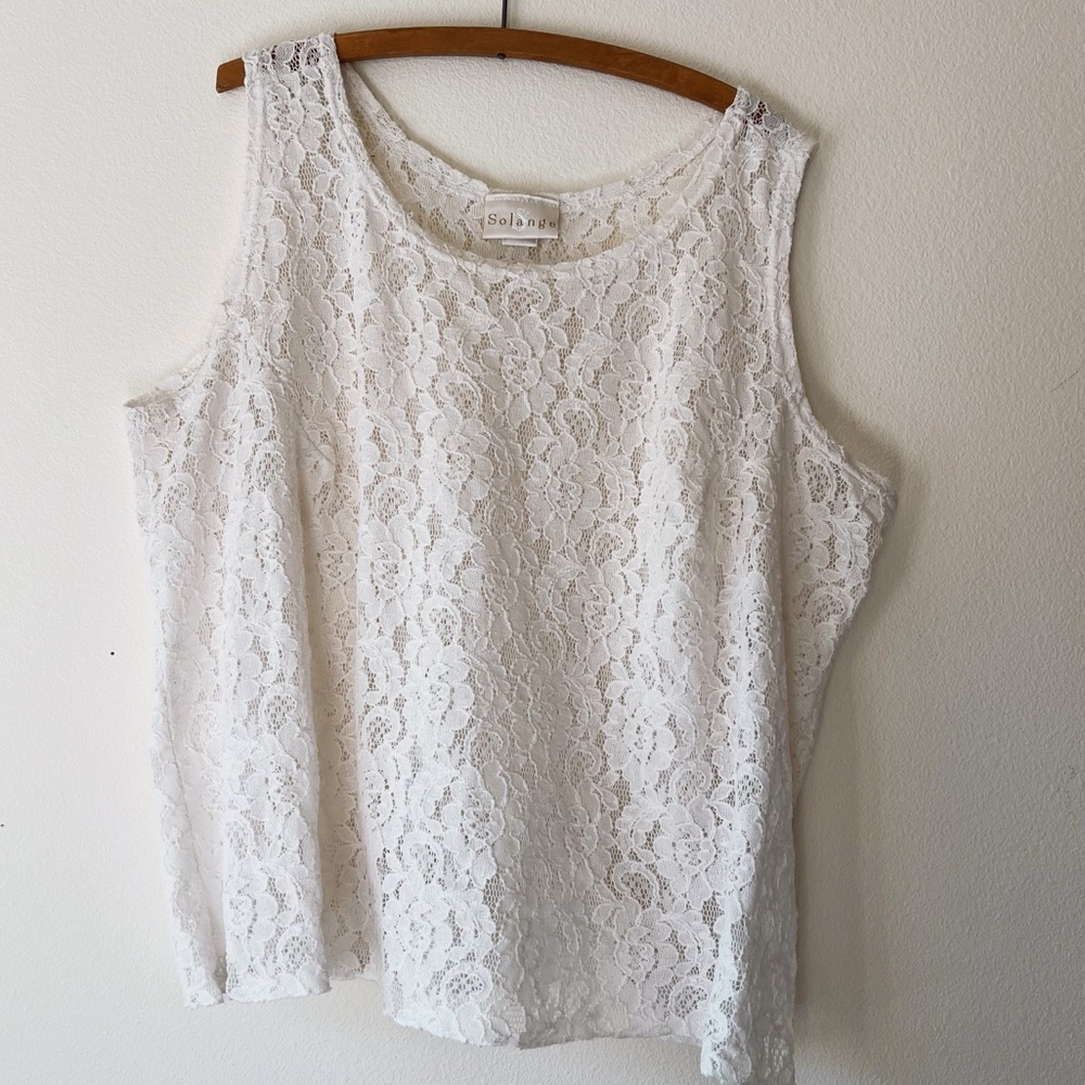 Boho white sheer lace tank top size 26/28‎